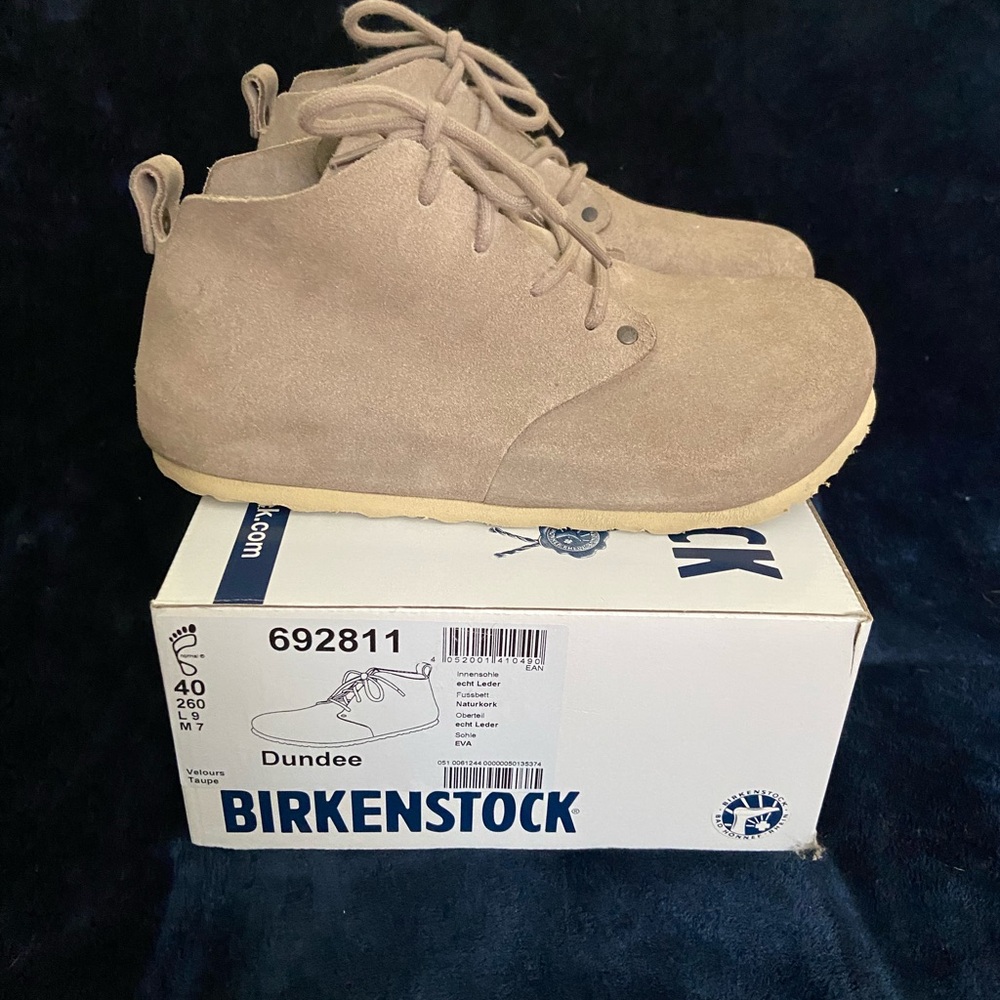 Birkenstock Tan Boots with Lace-Up Design and Suede Texture
